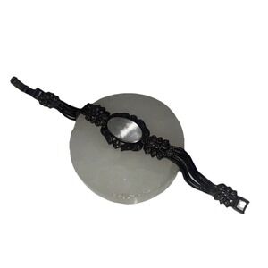 VTG STERLING SILVER 925 MOTHER OF PEARL MARCASITE BRACELET Link Clasp Regency